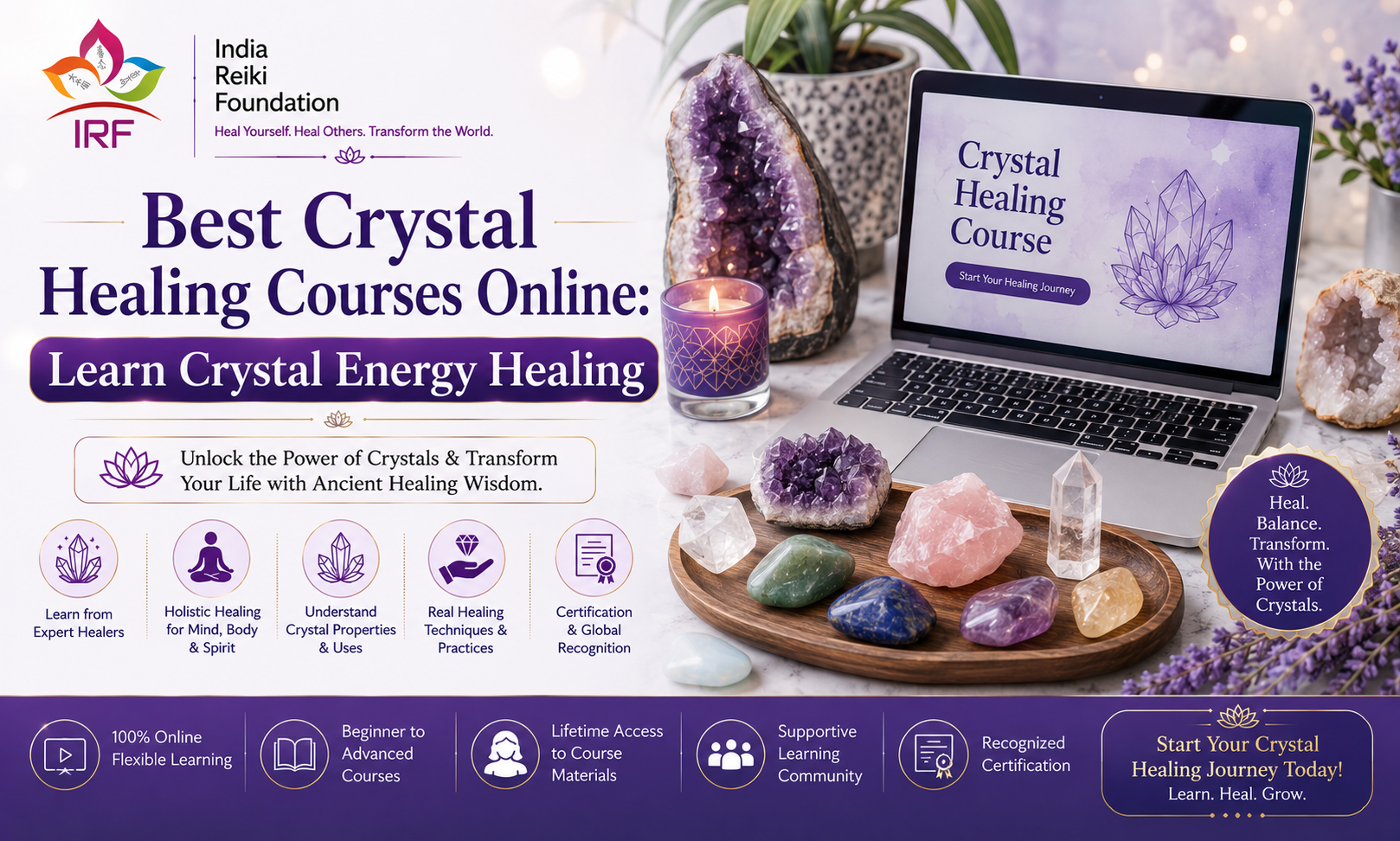 Best Online Crystal Healing Certification Course- india reiki foundation
